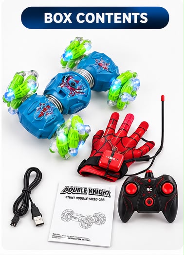 Double Knight Spider-Man Stunt Car – 360° RC