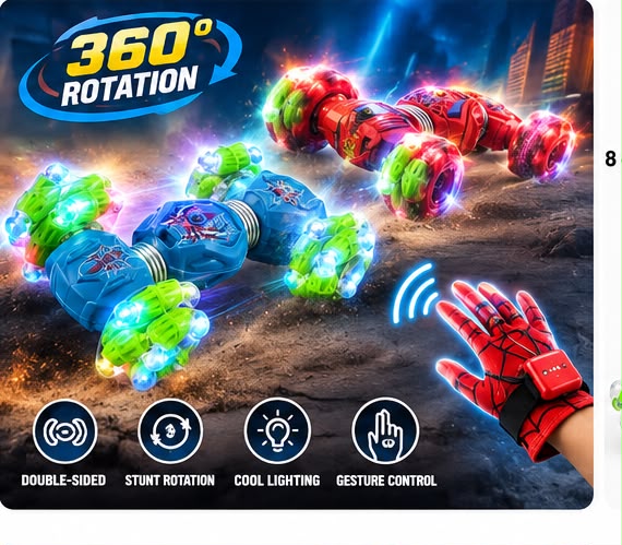 Double Knight Spider-Man Stunt Car – 360° RC