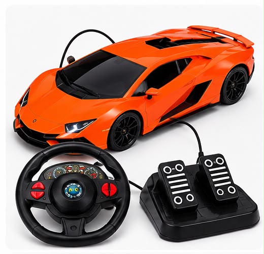 1:16 Orange Sports Car RC – Steering Wheel Control