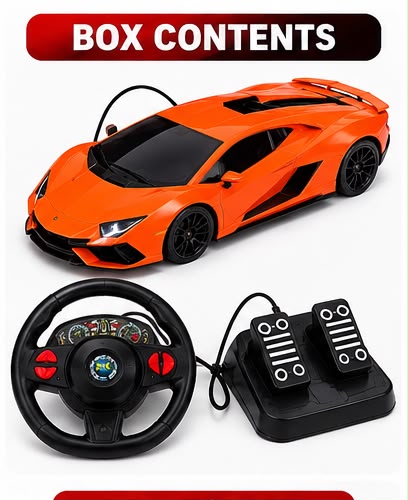 1:16 Orange Sports Car RC – Steering Wheel Control