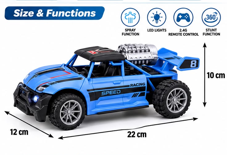 Speed X Off-Road RC Car – Spray & Stunt Function