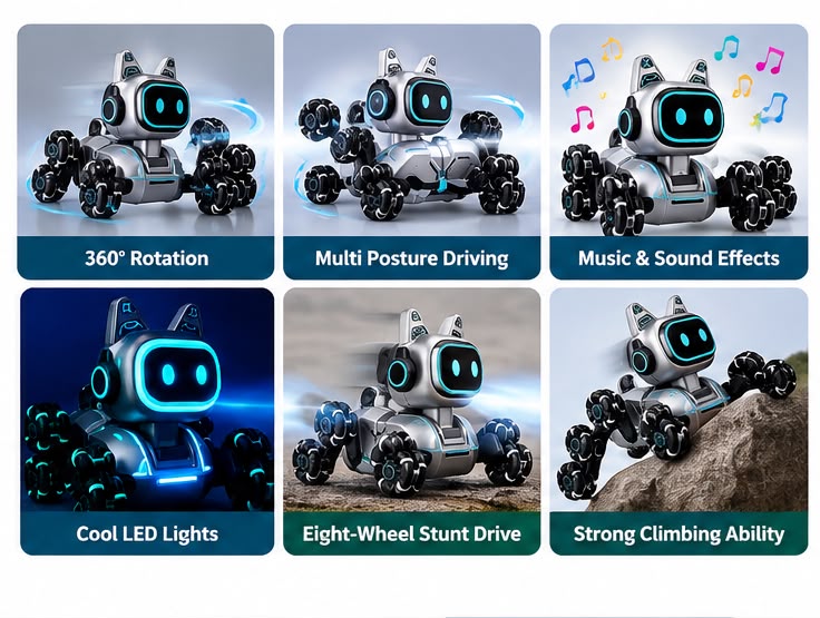 Stunt Eight-Wheel Robot Dog – 2.4GHz RC